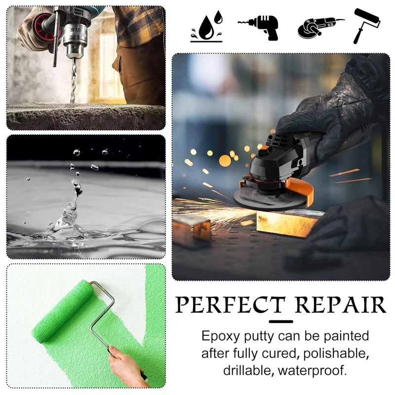 DecorRom Epoxy Putty - 8oz / 227g Pool Putty, 2 in 1 Underwater or Above Fast Repair, Fix Leaks, Cracks, Filling, Sculpting - 2 Part Epoxy Sculpt Clay for Metal, Tile, Concrete, Plastic, Ceramics (Grey) - Image 4